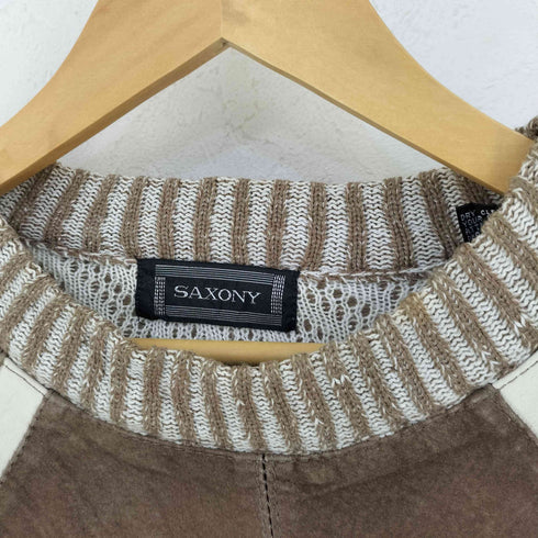 SAXONY  レザー切替 ニット メンズ import:L